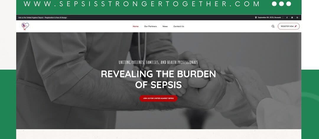 Irish Sepsis Foundation charity homepage showcasing awareness campaigns and support resources.
