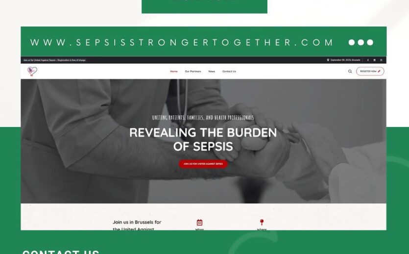 Irish Sepsis Foundation charity homepage showcasing awareness campaigns and support resources.