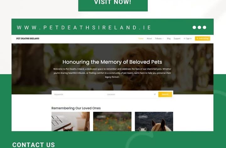 Graphic for Pet Deaths Ireland. Memorialise your pet forever.