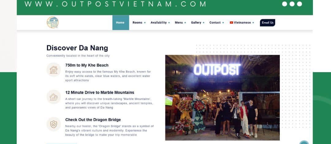 Graphic for Outpost Vietnam. A cosy hostel located in the heart of De Nang.
